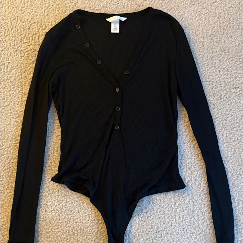 H&M Black Long Sleeve Bodysuit - Size Medium